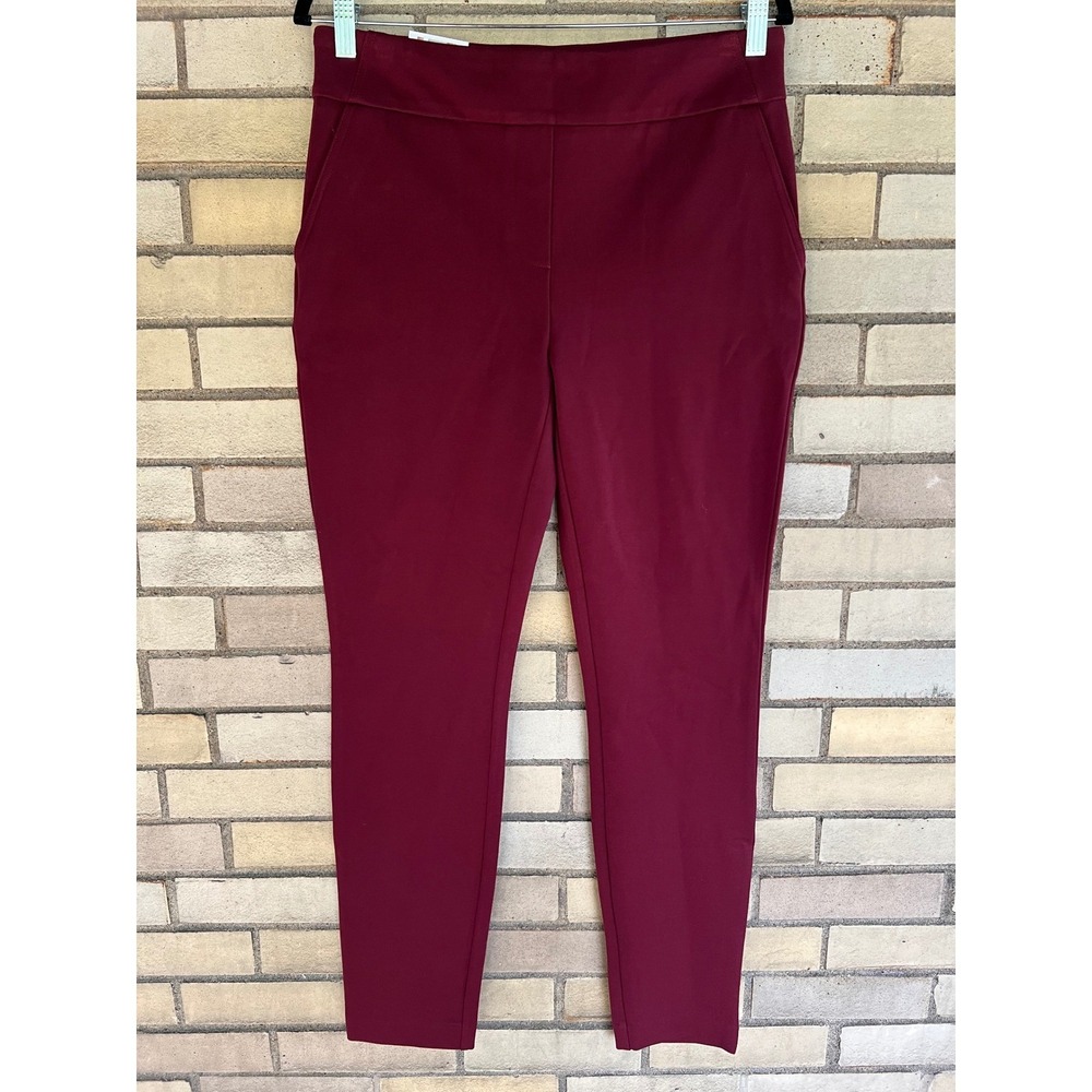 Dalia Ruby Mid Rise Tummy Control Pull On Pants Burgundy Stretch Size Medium NWT